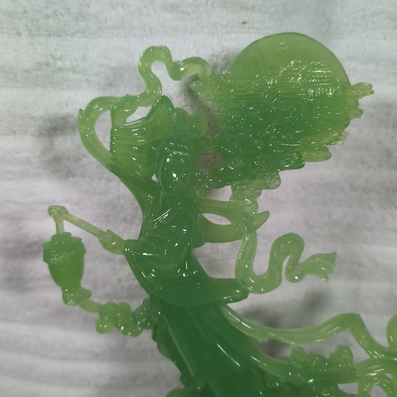 Vita Faux Jade Asian Woman Hong Kong Figure Girl Statue Decor Plastic Vintage - Picture 2 of 9